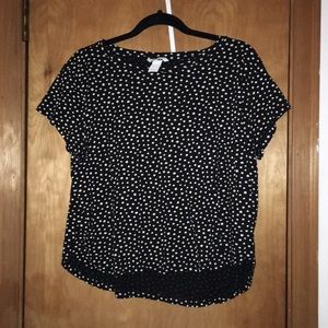 H&M Black and Tan polka dot light weight top